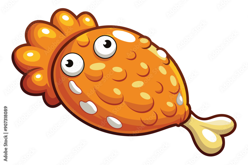 Cartoon Fried Chicken Leg with Big Eyes Cartoon Fried Chicken Leg with Big Eyes