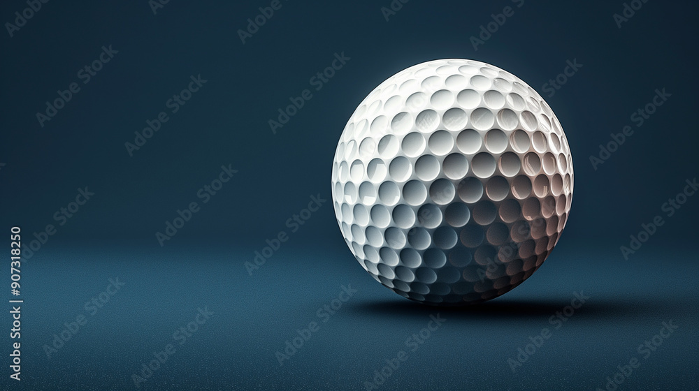 Stylish golf ball isolated on empty dark blue background Stylish golf ball isolated on empty dark blue background