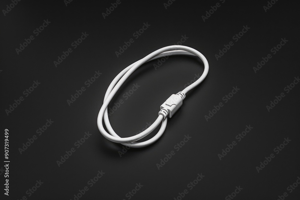 Close-up shot of a white cord on a black surface, great for illustration purposes or design elements Close-up shot of a white cord on a black surface, great for illustration purposes or design elements