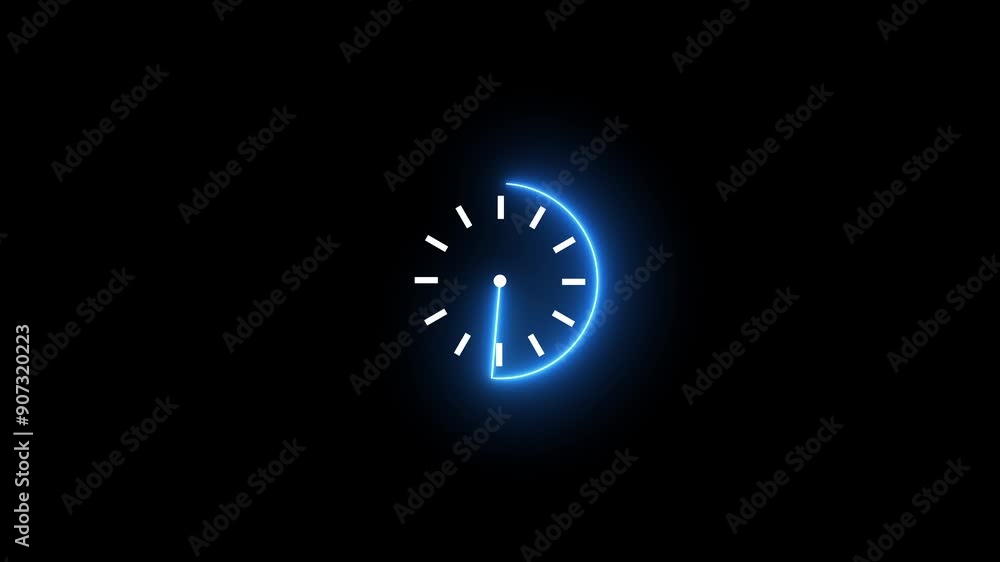 glowing neon clock animation with black background glowing neon clock animation with black background
