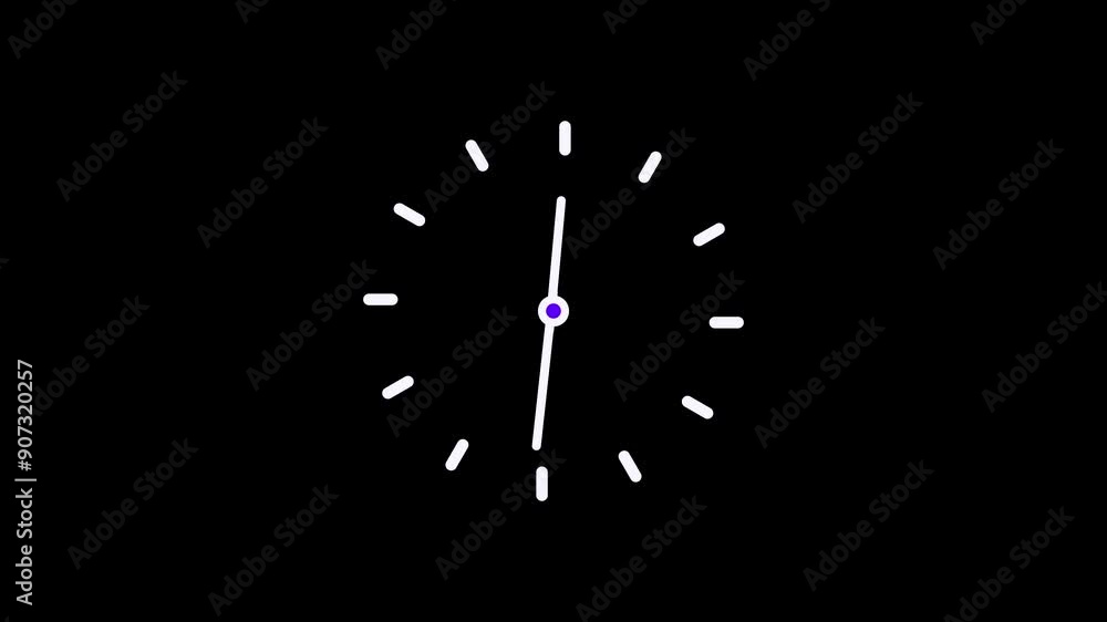 digital clock icon animation with black background
