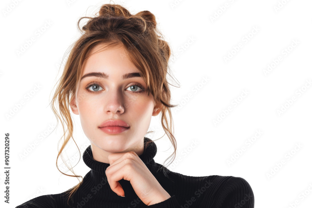 Elegant woman with a pensive look, isolated on white background Elegant woman with a pensive look, isolated on white background