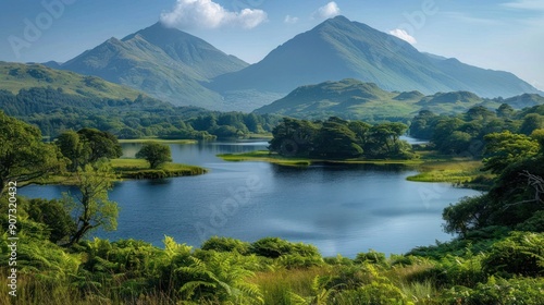 Fototapeta Naklejka Na Ścianę i Meble -  Serene Landscape of Killarney: Majestic Mountains and Tranquil Lakes