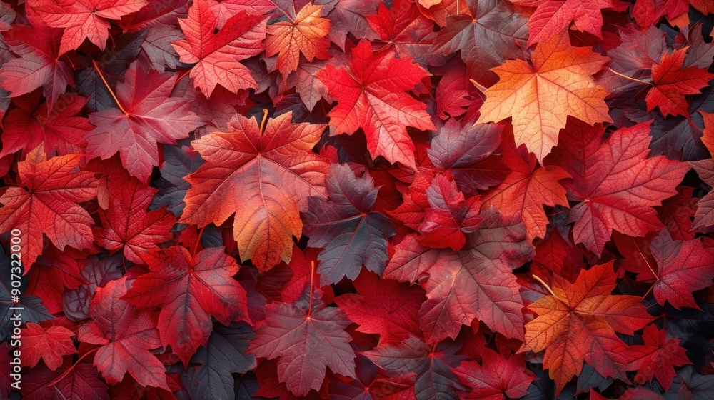 Autumnal Red Maple Leaf Seamless Pattern Autumnal Red Maple Leaf Seamless Pattern