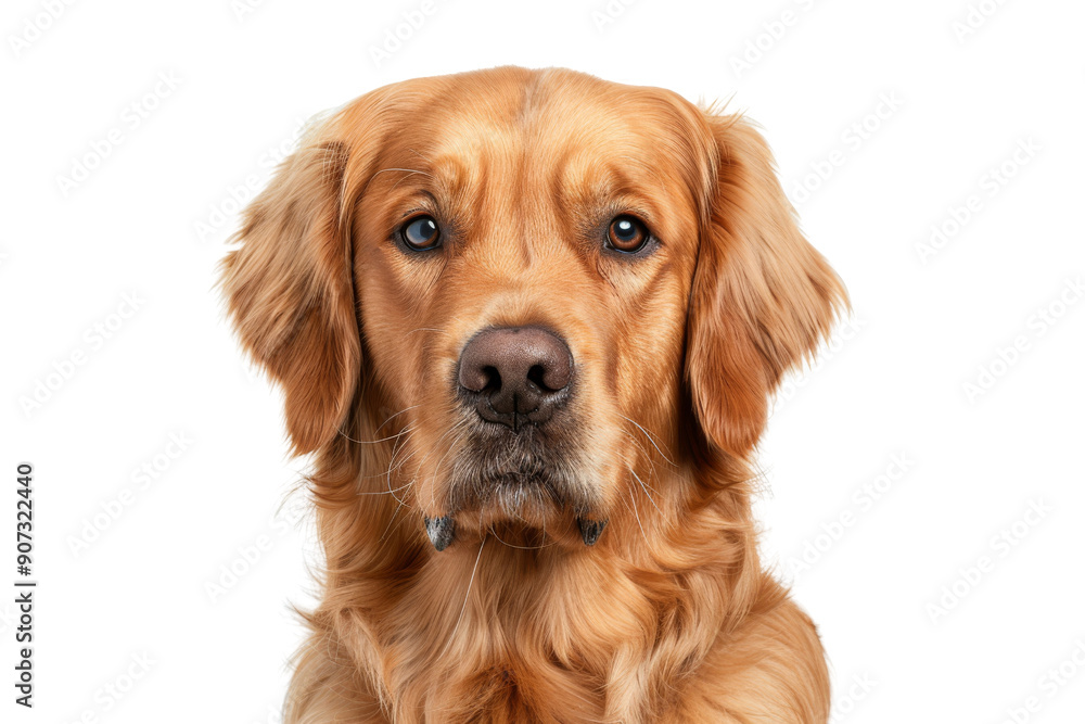 Golden retriever headshot looking forward Isolated on white background Golden retriever headshot looking forward Isolated on white background
