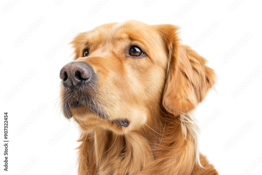 Golden retriever headshot looking forward Isolated on white background Golden retriever headshot looking forward Isolated on white background