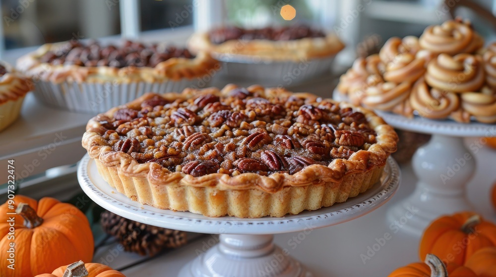 Autumn Delight: Traditional Pumpkin, Pecan, and Apple Crumble Pies Autumn Delight: Traditional Pumpkin, Pecan, and Apple Crumble Pies