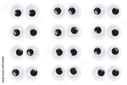 Googly eyes. Eyeball emotions.Wobbly animated puppet Toy eyes set.	