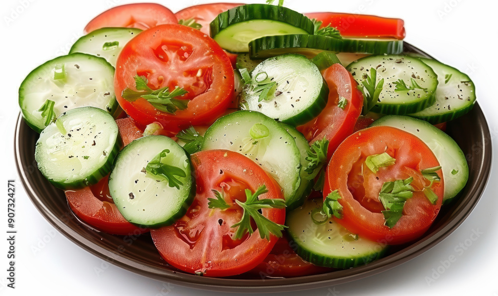 Summer colourful and full of vitamins vegetable salad . on a plate, close-up on a white background. AI generative. Summer colourful and full of vitamins vegetable salad . on a plate, close-up on a white background. AI generative.