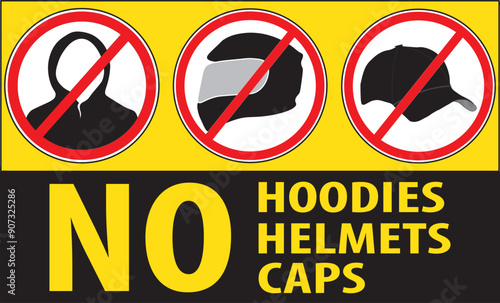 Remove all head coverings security warning notice vector.eps