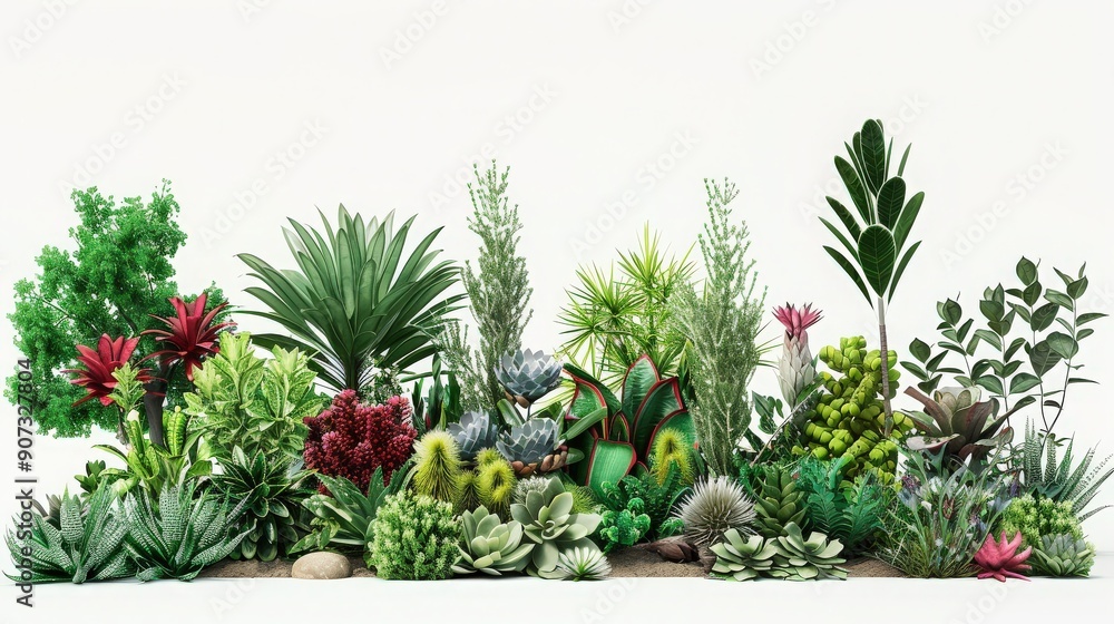 A vibrant collection of various plants, showcasing diverse textures and colors, perfect for enhancing any design project. A vibrant collection of various plants, showcasing diverse textures and colors, perfect for enhancing any design project.