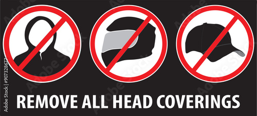 Remove all head coverings security notice vector.eps