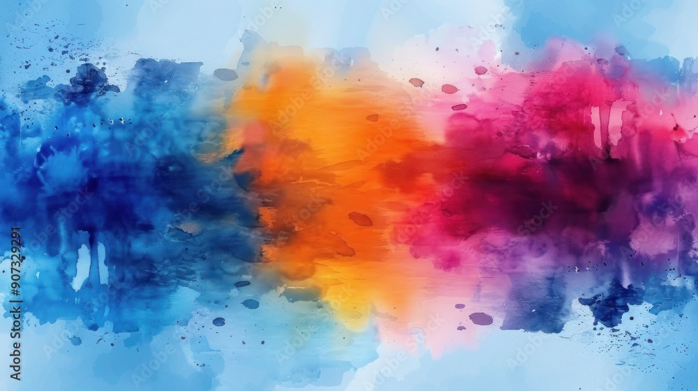 Watercolor Logo Brush Design Illustration over Square Frame Perfect for Headline & Sale Banner