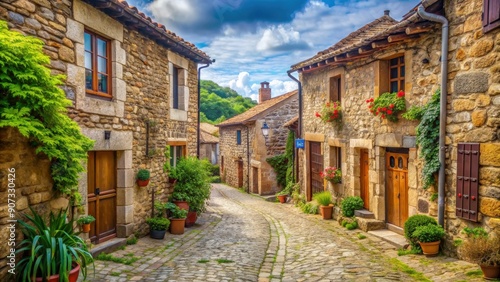 Fototapeta Naklejka Na Ścianę i Meble -  Charming rural village with cobblestone streets and traditional architecture, village, small town, quaint, rural