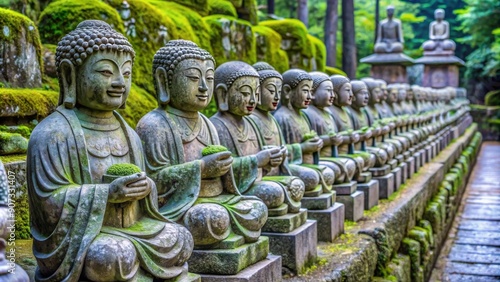 Buddhist stone statues at Otagi Nenbutsu ji temple in Kyoto, Japan, Buddhist, stone statues, Otagi Nenbutsu ji, temple photo