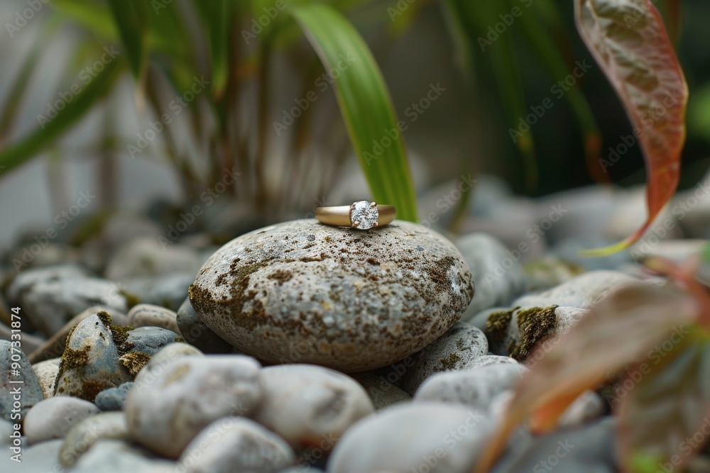 Diamond Engagement Ring on a Stone Diamond Engagement Ring on a Stone