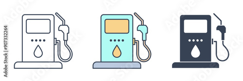 Fuel pump, Gas station icon symbol vector illustration isolated on white background