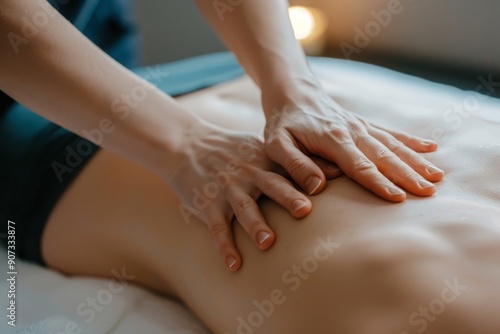 Wallpaper Mural Close-up of a Massage Therapist's Hands on a Client's Back Torontodigital.ca