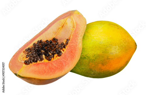 ripe papaya isolated on white background. photo