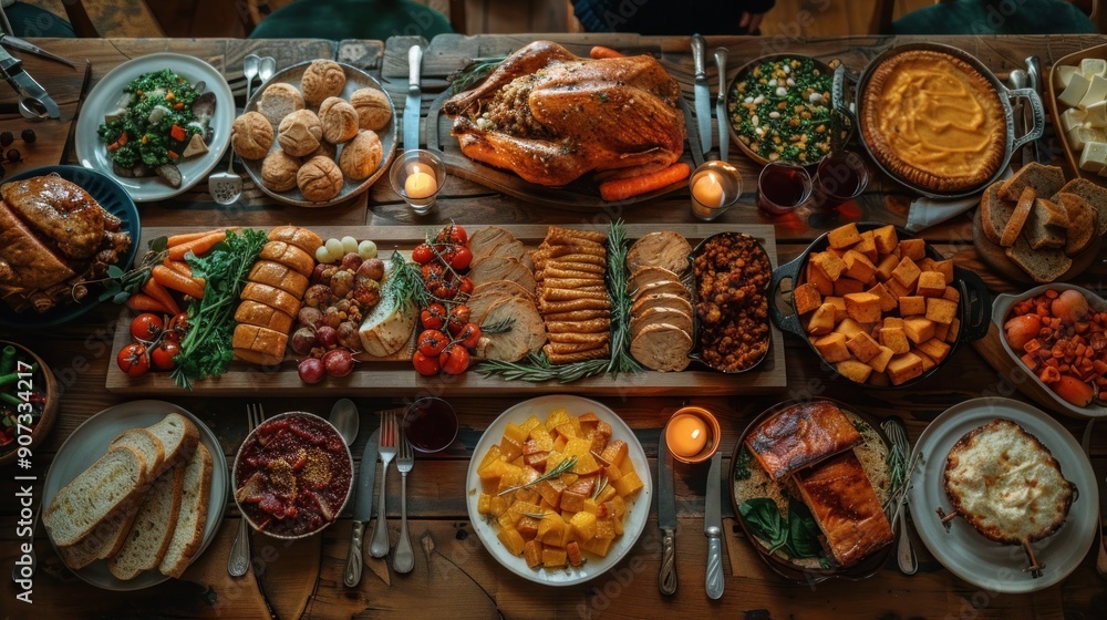 Fototapeta premium Traditional Thanksgiving Dinner Celebration