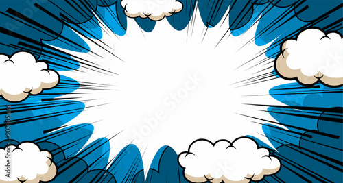 Comic book cartoon Cartoon puff cloud comic background. Pop art funny smoke steam. 