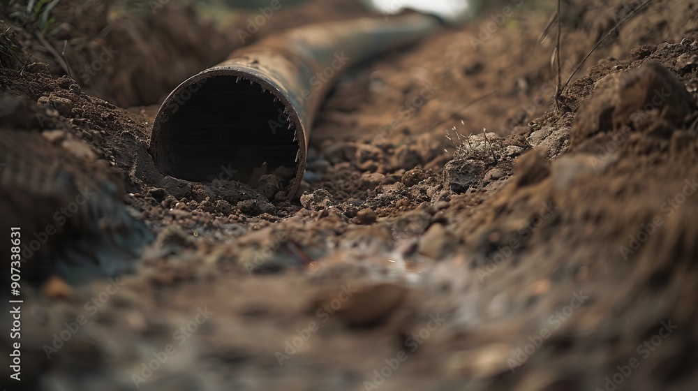 Fototapeta premium pipe under the depth of the soil