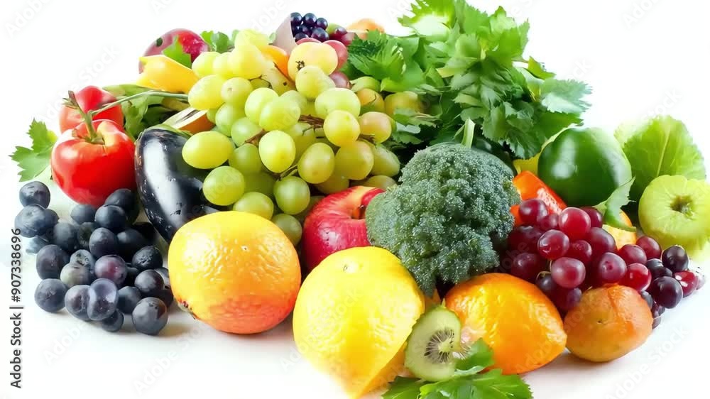A Colorful Arrangement of Fresh Fruits and Vegetables A Colorful Arrangement of Fresh Fruits and Vegetables