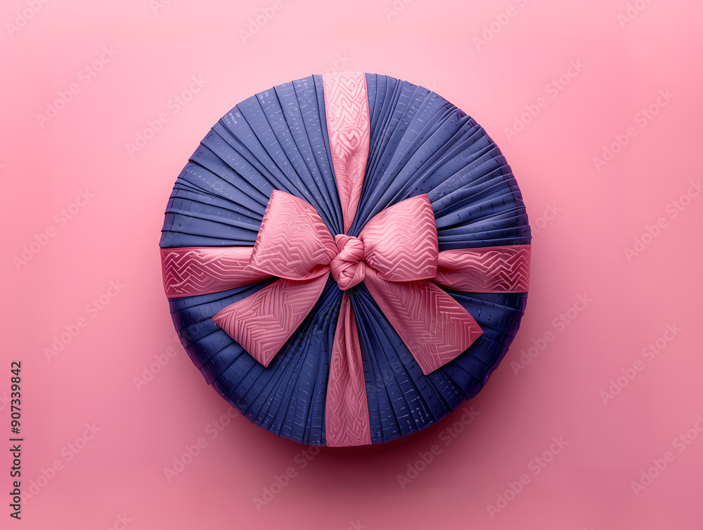 Bojagi present for Korean traditional holidays, beautifully wrapped with a dark blue silky wrapping cloth, with an elegant and luxurious feel Bojagi present for Korean traditional holidays, beautifully wrapped with a dark blue silky wrapping cloth, with an elegant and luxurious feel