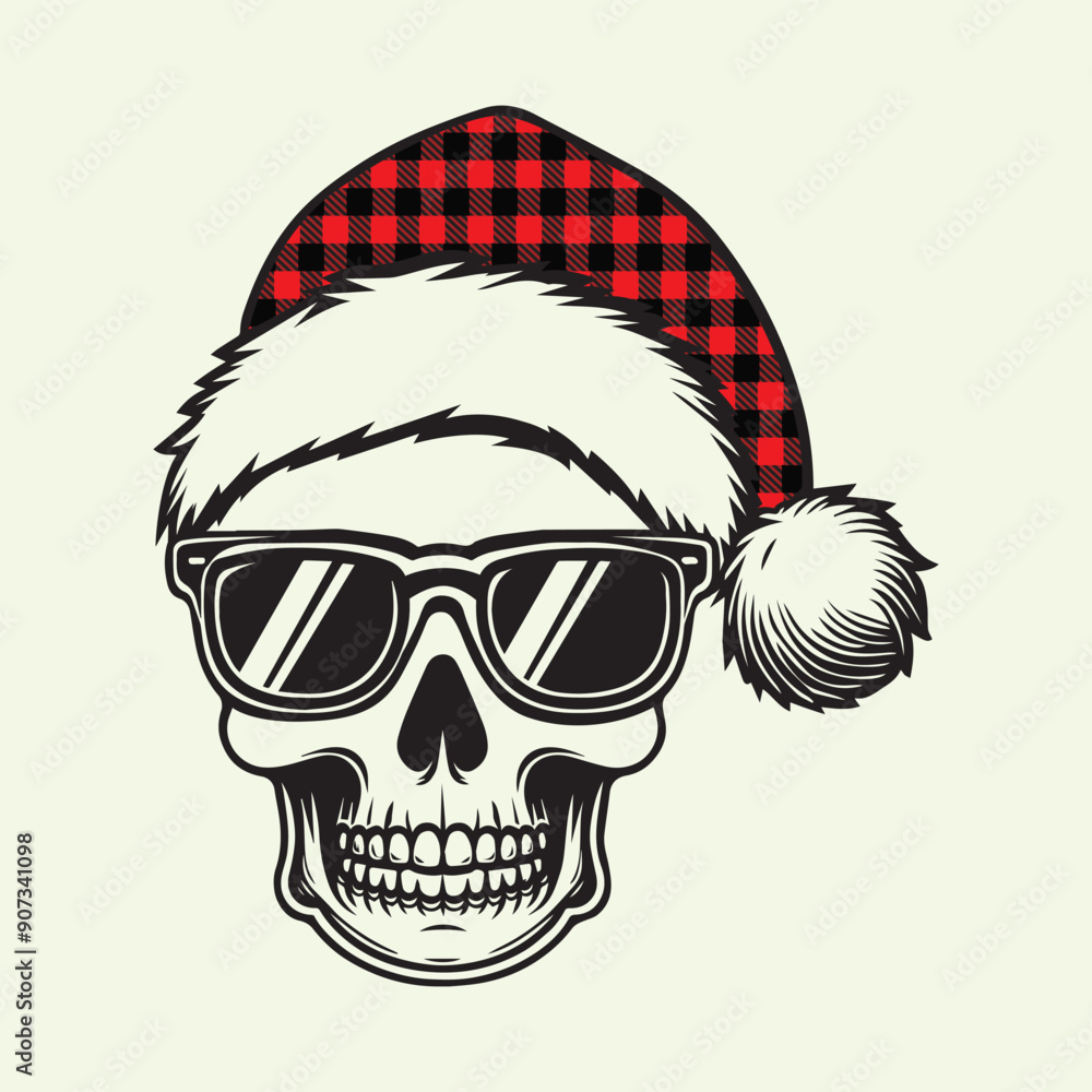 Skull Santa Hat, Skull Christmas, Santa Skull Vector illustration Skull Santa Hat, Skull Christmas, Santa Skull Vector illustration