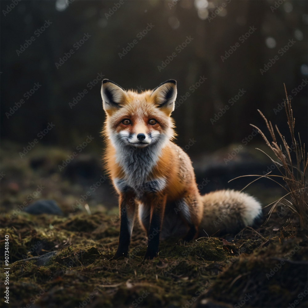 Antique nature color image: American Gray Fox Antique nature color image: American Gray Fox