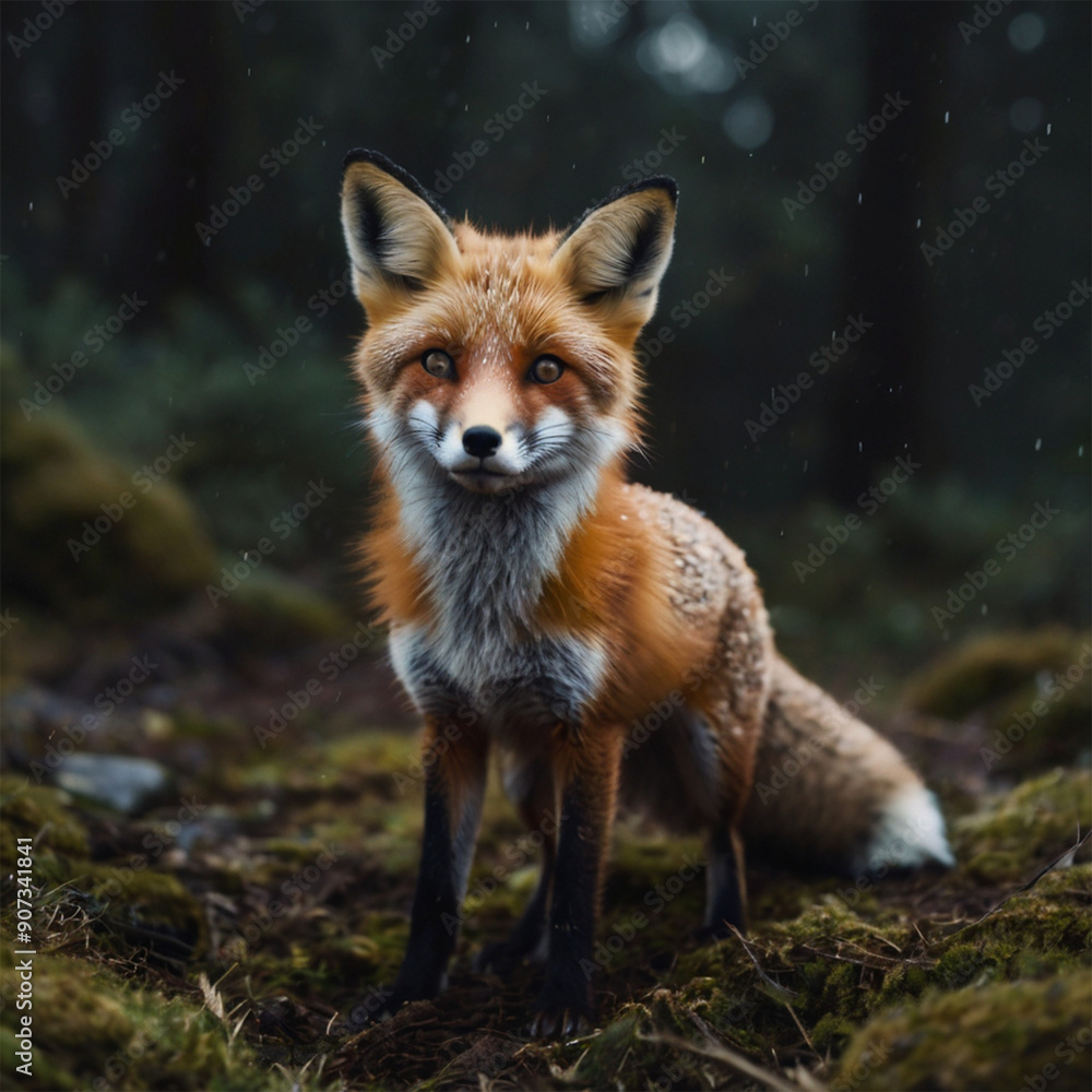 Fototapeta premium Antique nature color image: American Gray Fox