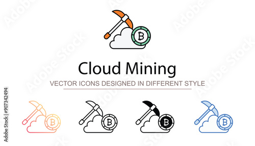 Cloud Mining icon design with white background stock illustration