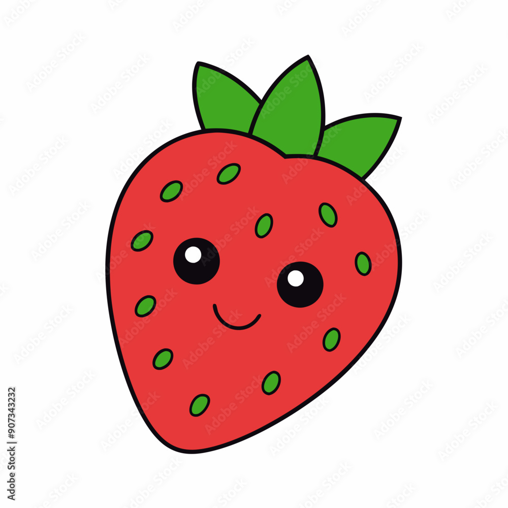 Strawberry cartoon flat vector illustration Strawberry cartoon flat vector illustration