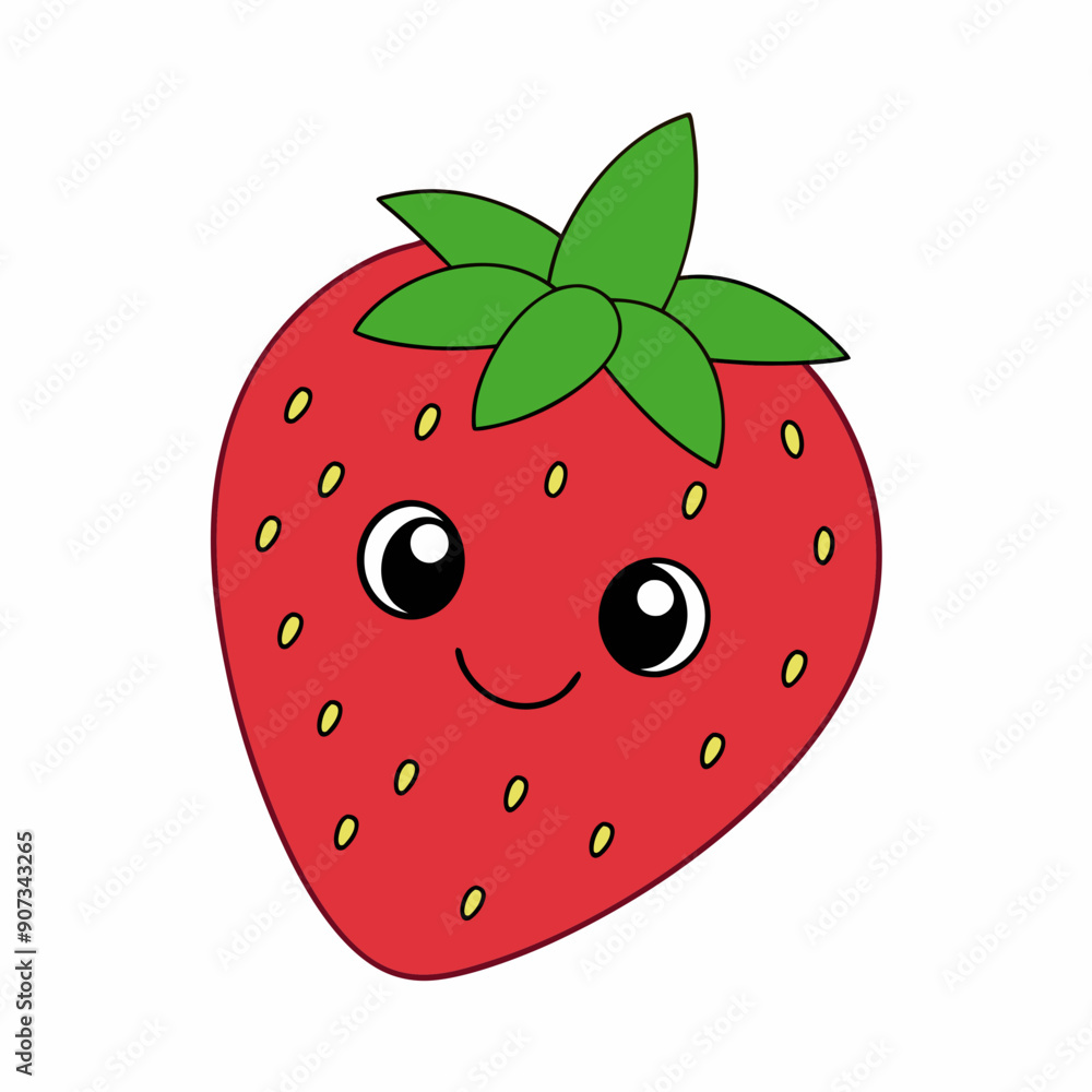 Strawberry cartoon flat vector illustration Strawberry cartoon flat vector illustration