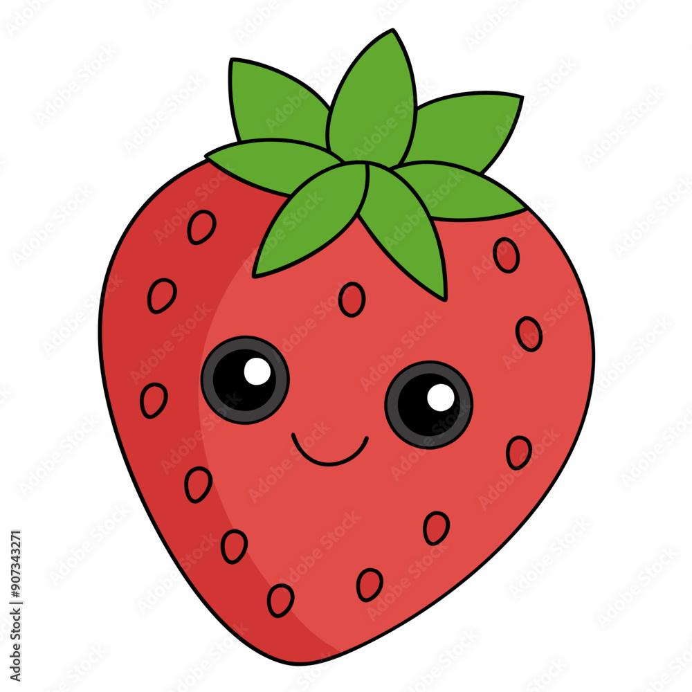 Obraz premium Strawberry cartoon flat vector illustration