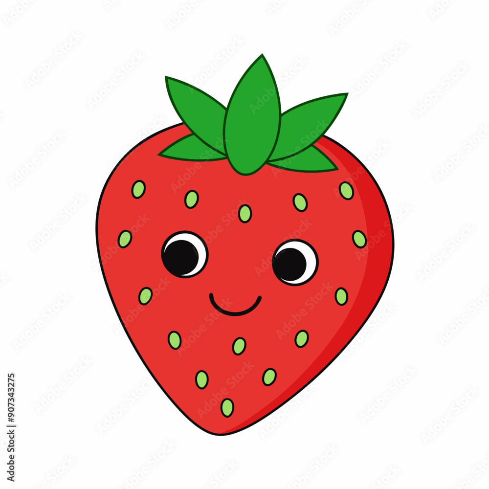 Strawberry cartoon flat vector illustration Strawberry cartoon flat vector illustration