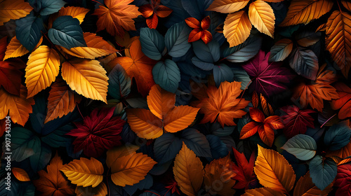 Wallpaper Mural Autumn Leaves: Orange, Red, and Green Torontodigital.ca