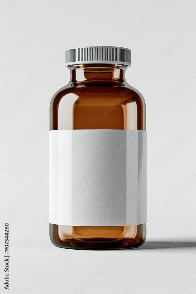 A brown glass bottle with a white label, suitable for use in still life photography or as a prop in food and product images A brown glass bottle with a white label, suitable for use in still life photography or as a prop in food and product images