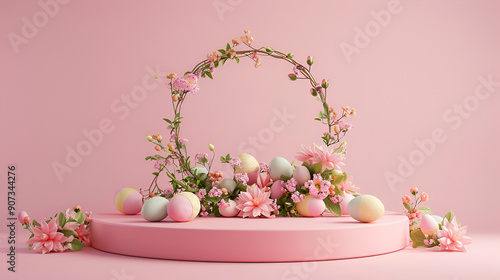 pink eggs and flowers