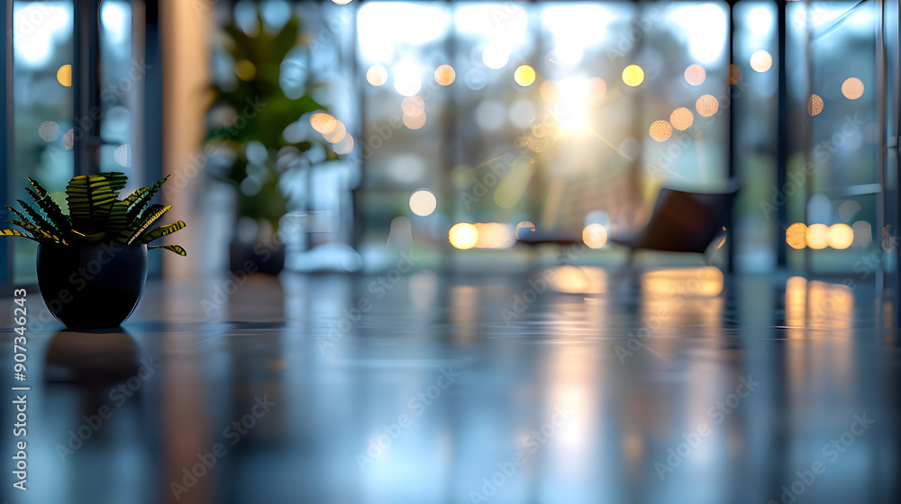 Modern Interior with Plant and Blurred Background Modern Interior with Plant and Blurred Background