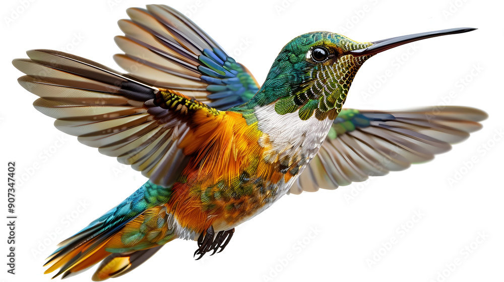 Colorful Hummingbird in Flight Colorful Hummingbird in Flight