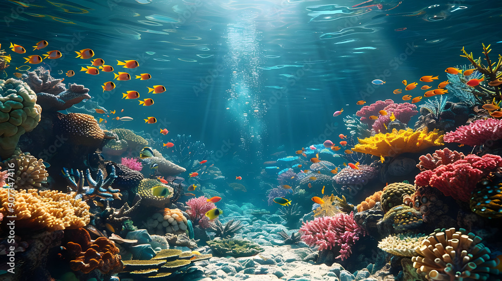 Naklejka premium Vibrant Coral Reef with Fish