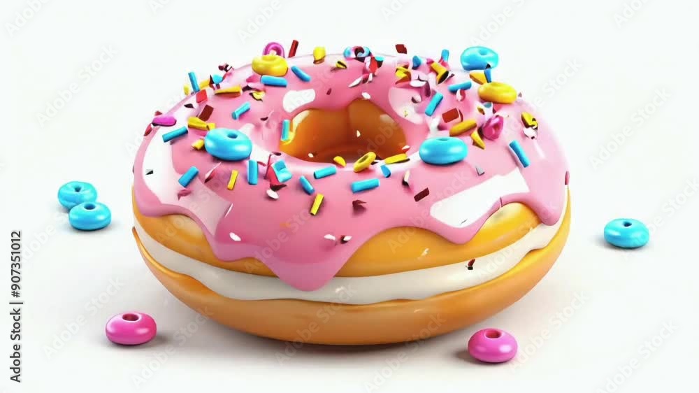 3d cartoon character donut white background 3d cartoon character donut white background