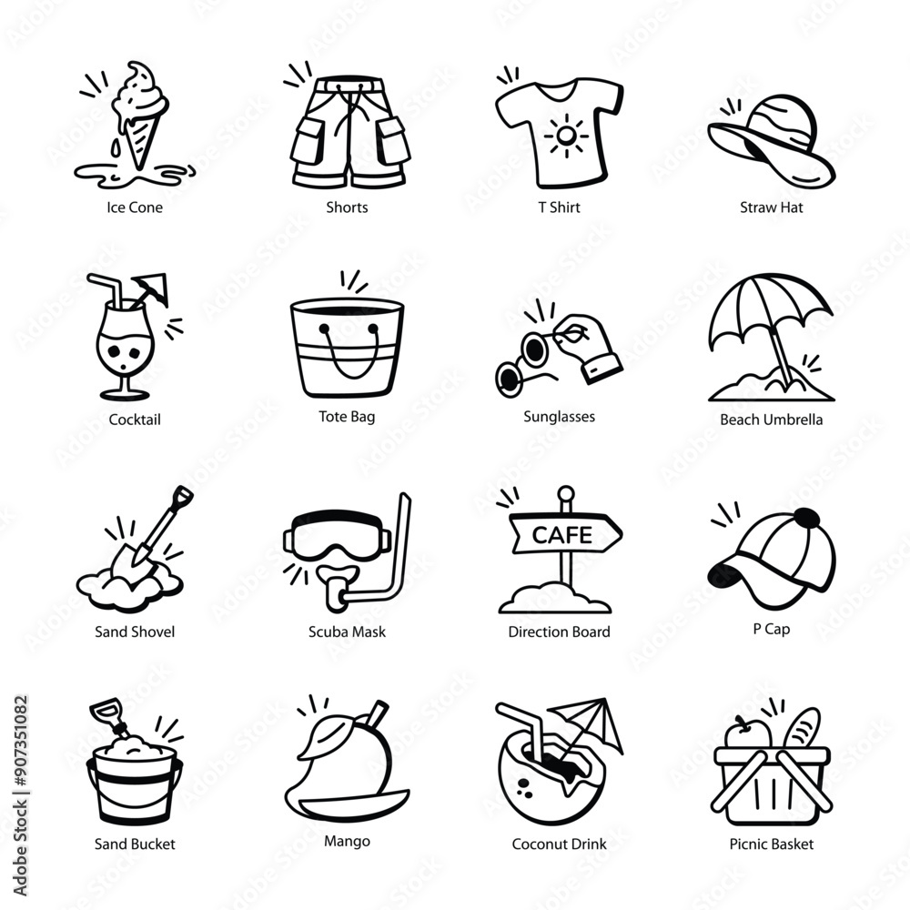 Bundle of Summer Doodle Icons
Bundle of Summer Doodle Icons