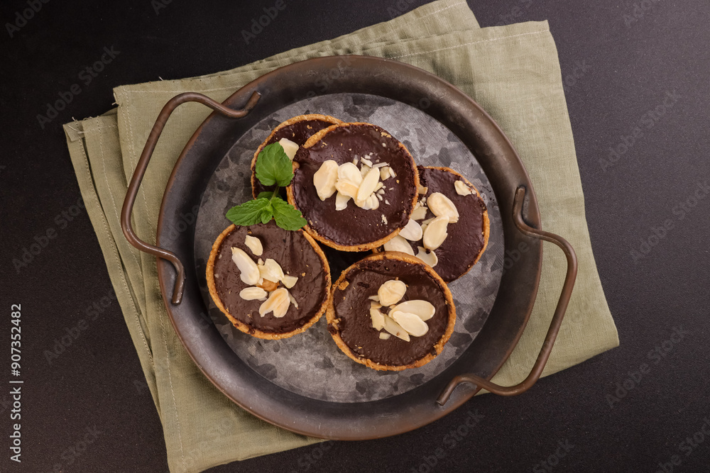 Almond Tarts Coklat in a Plate. Almond Tarts Coklat in a Plate.