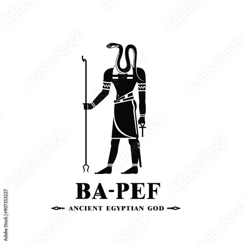 Silhouette of ancient egypt god bapef , goddess snake and meaning soul
