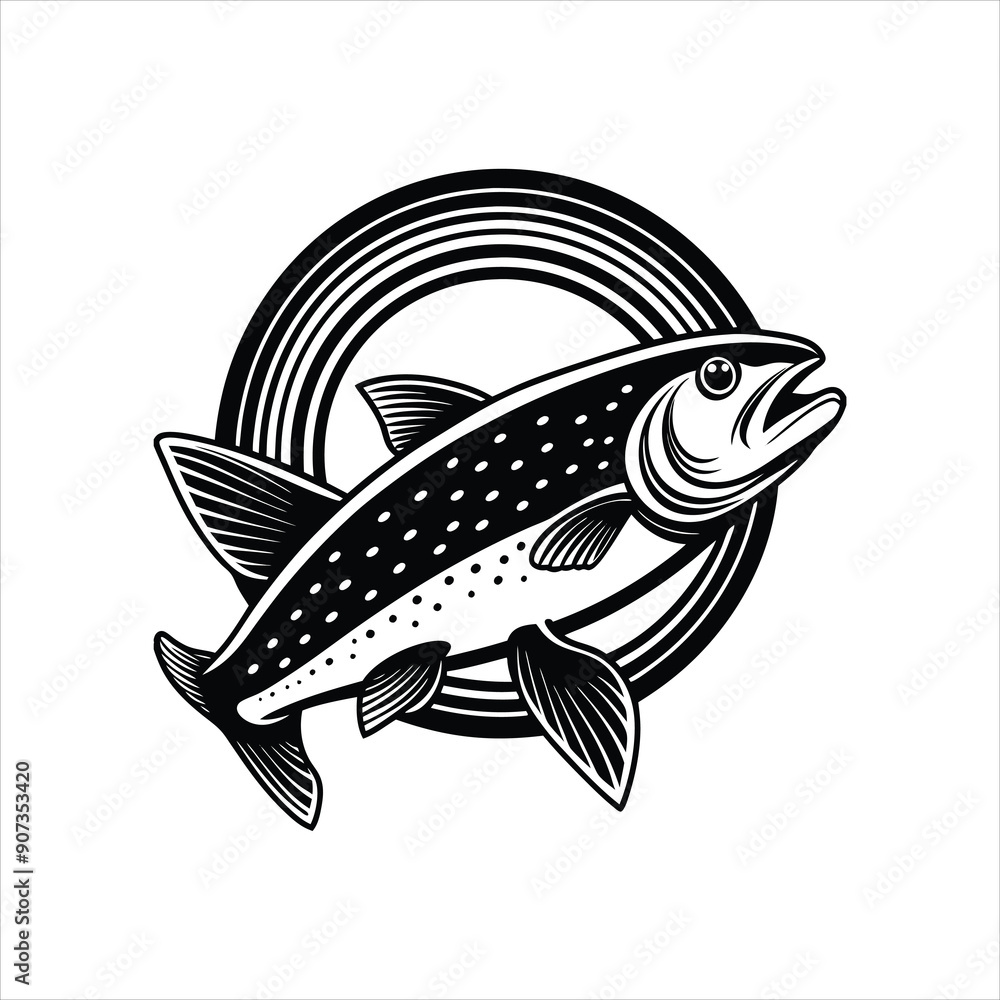 Fototapeta premium Rainbow Trout black vector