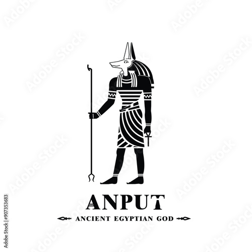 Silhouette of ancient egypt god anput, goddess of funerary rites and mummification with a cult centre at Mendes
