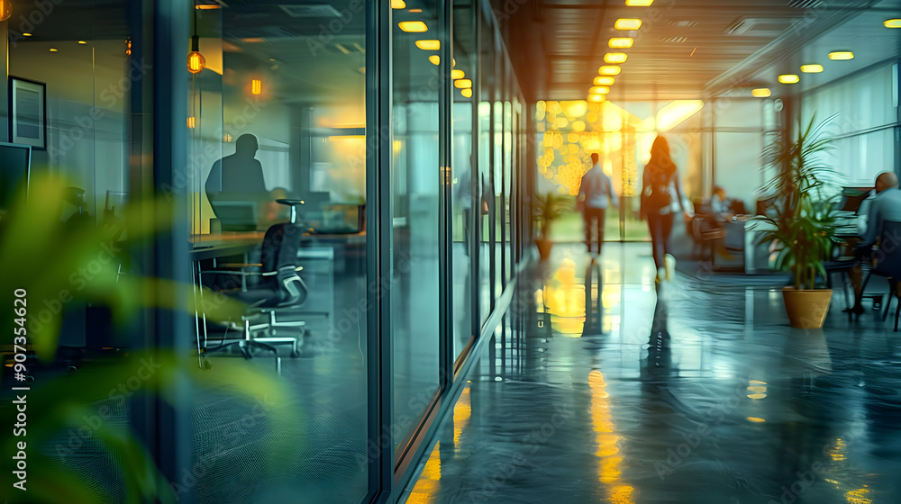 Modern Office Interior with Glass Walls Modern Office Interior with Glass Walls