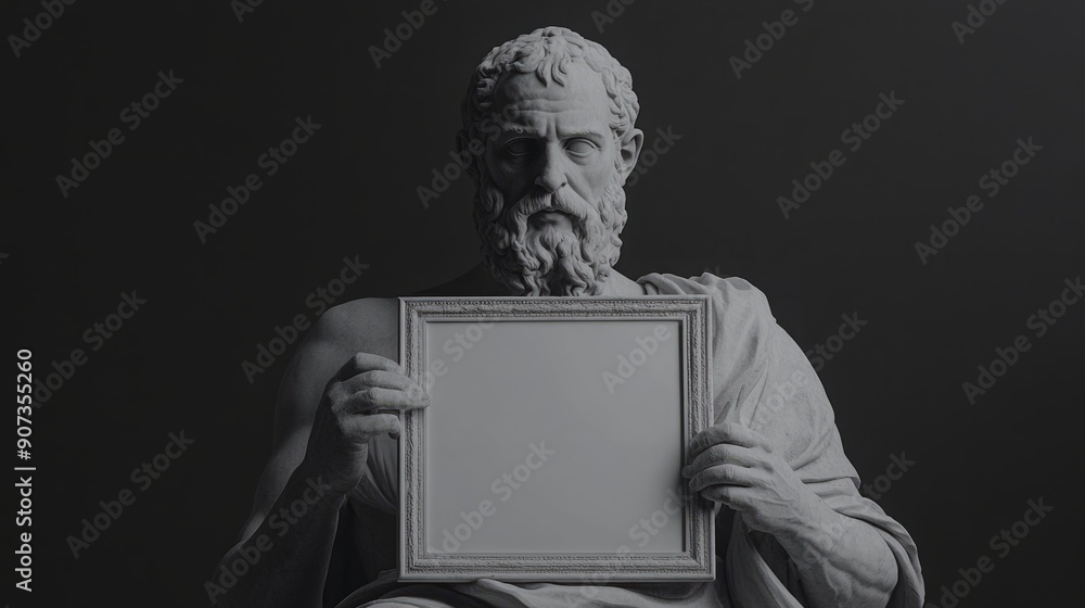 Timeless Wisdom in Modern Format: Marble Philosopher with Digital Frame, Ideal for Academic Presentations, Spacious Background for Enhanced Creativity Timeless Wisdom in Modern Format: Marble Philosopher with Digital Frame, Ideal for Academic Presentations, Spacious Background for Enhanced Creativity